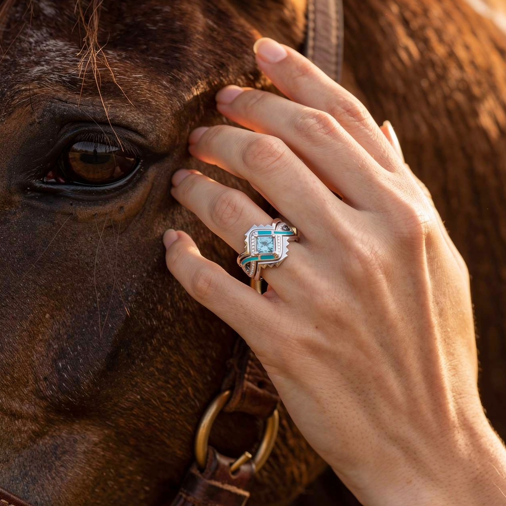 Cascading Ridges Ring - Aquamarine