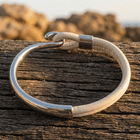 Cream Leather Stainless Steel Hook Bracelet