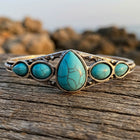 Turquoise Stone Western Silver Cuff Bracelet