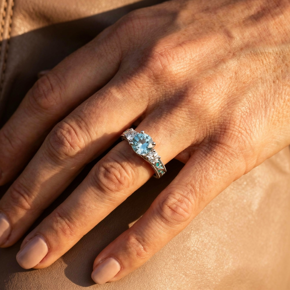 Century Romance Ring - Aquamarine