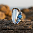 Boho Silver Blue Opal Oval Ring