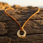 Boho Gold Hammered Round Pendant Necklace