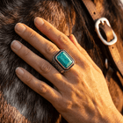Vintage Stainless Steel Turquoise Statement Ring