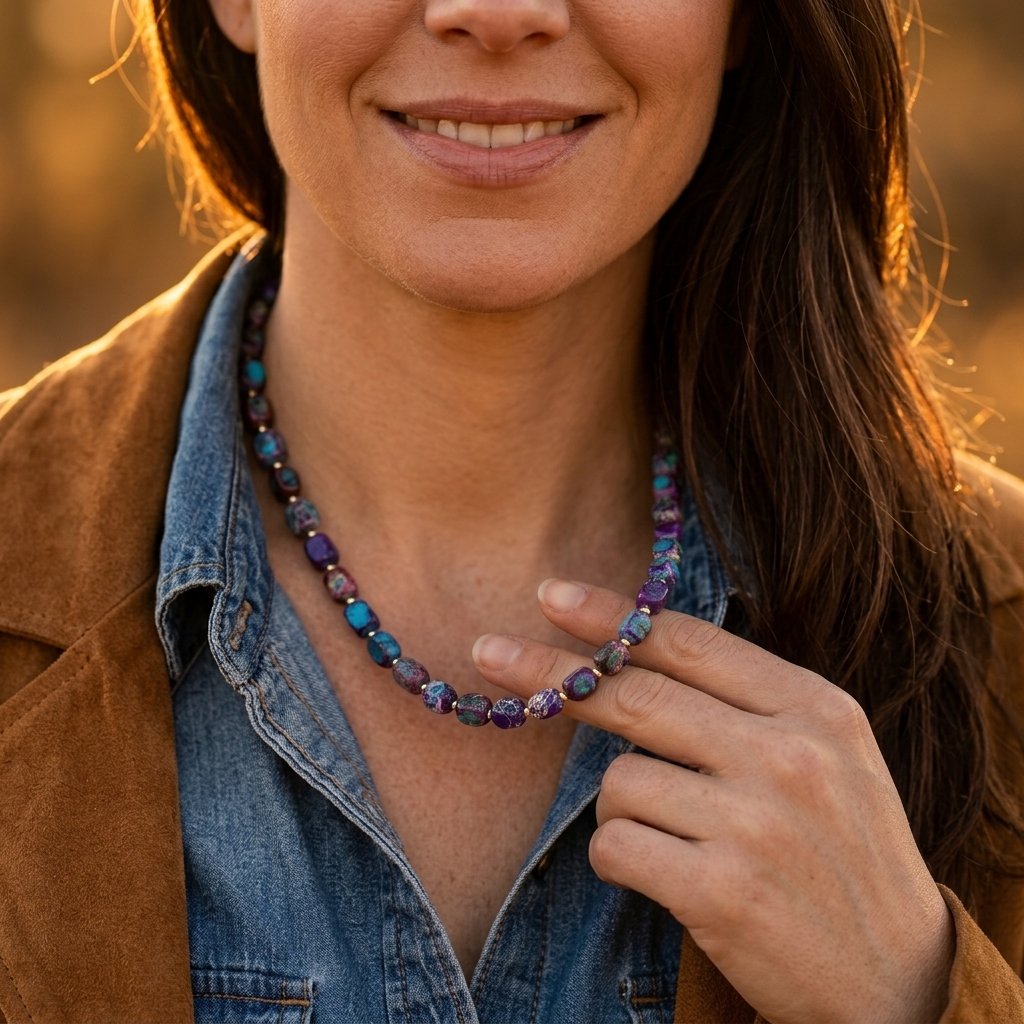 Bohemian Purple Turquoise Beaded Necklace