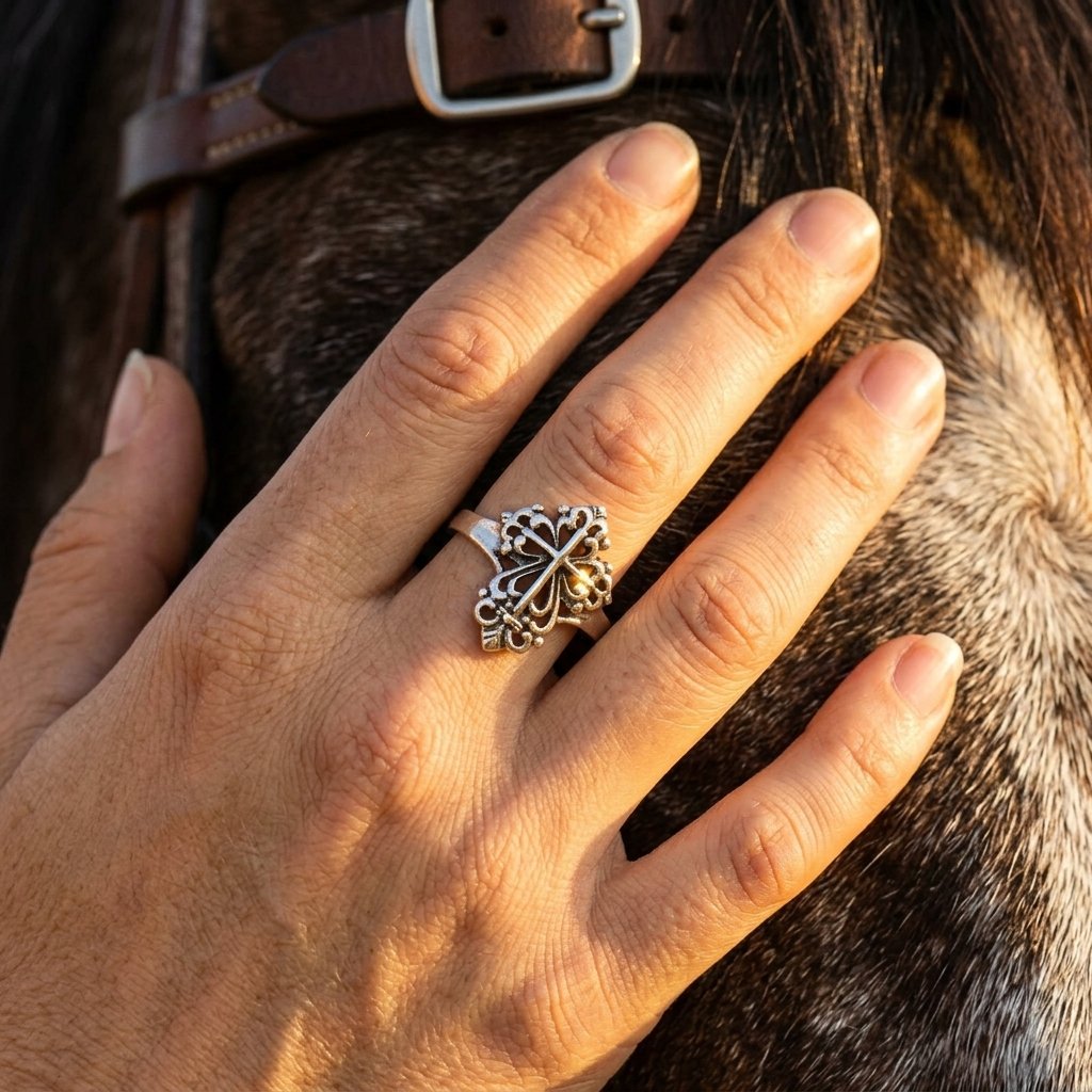 Vintage Silver Filigree Cross Ring