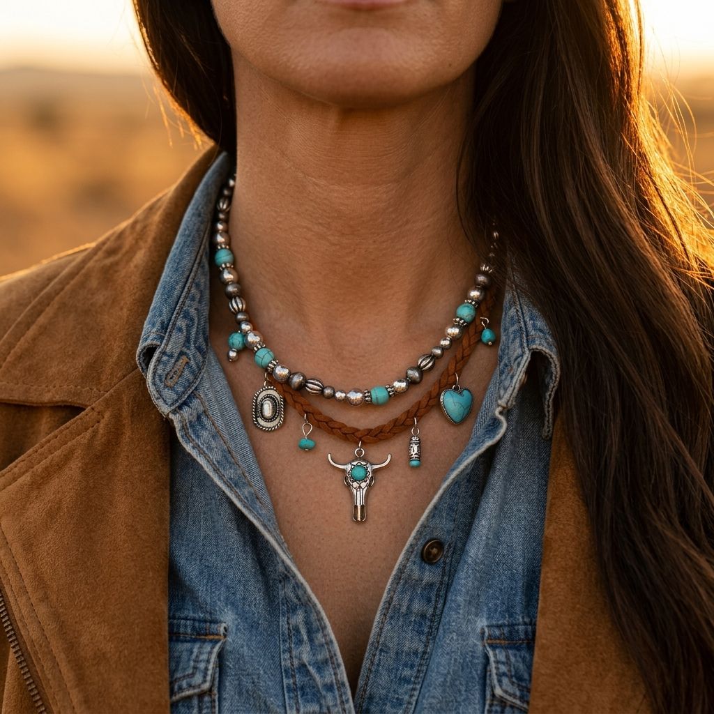 Vintage Silver Beaded Heart Turquoise Necklace