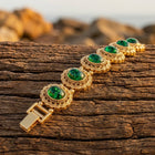 Vintage Gold Filigree Green Resin Bracelet