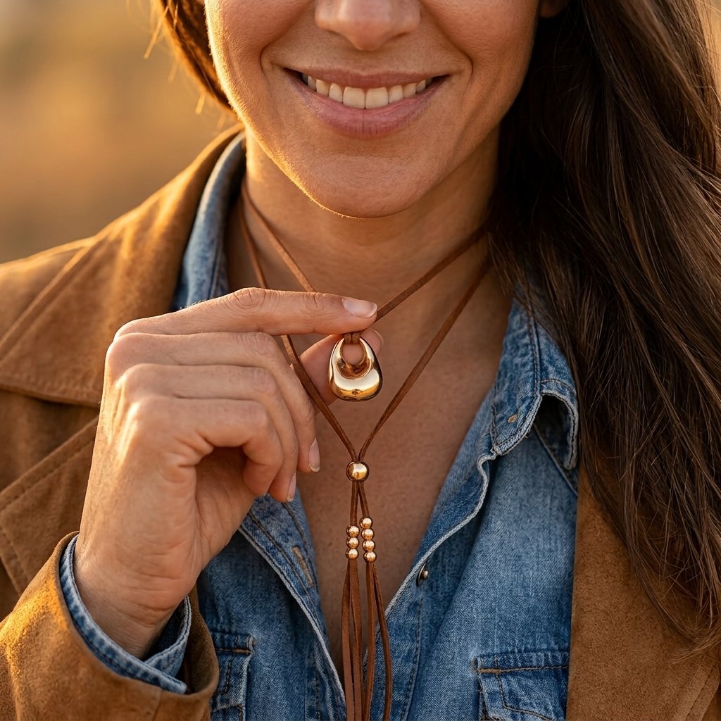 Boho Gold Oval Tassel Pendant Necklace