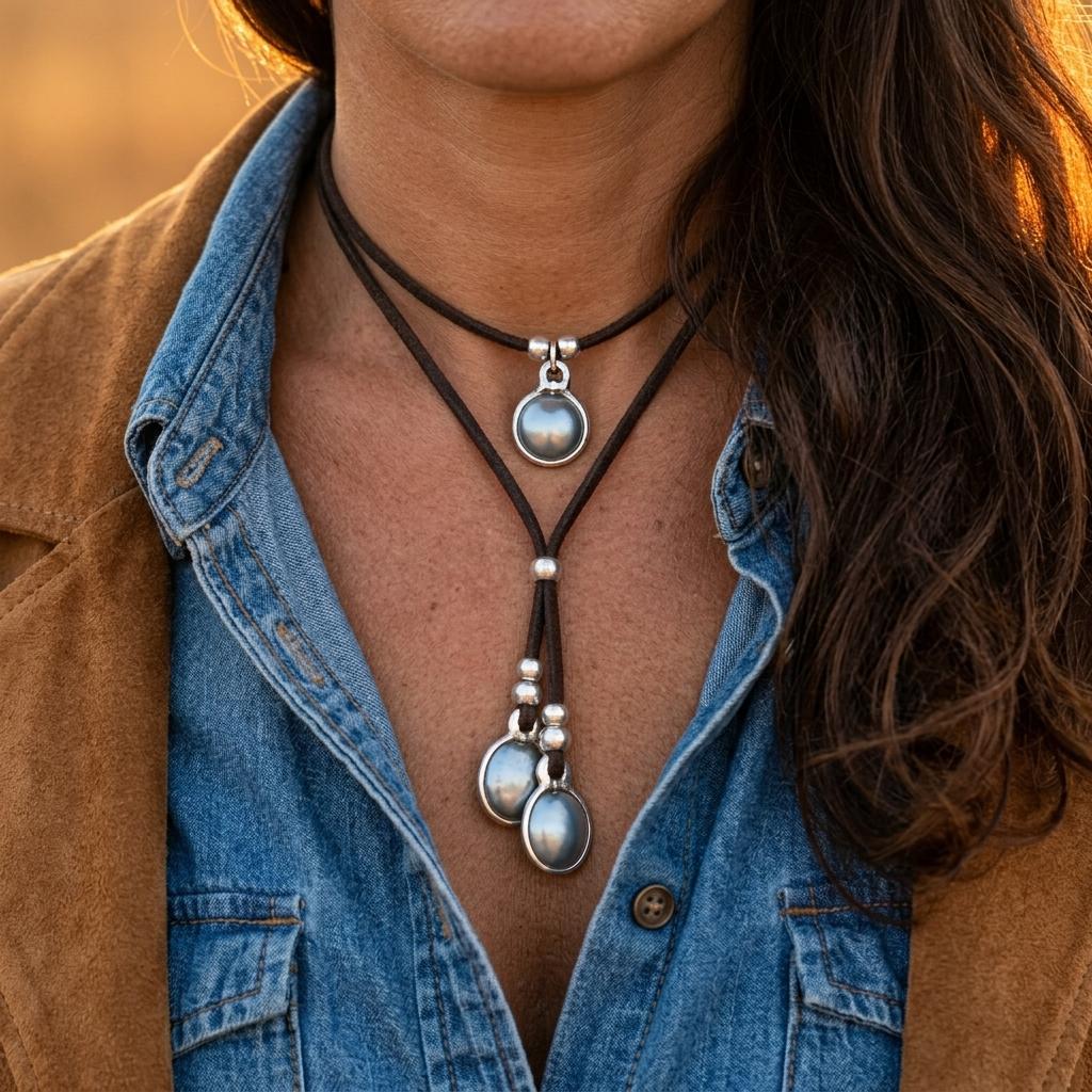 Vintage Silver Moonstone Lariat Necklace