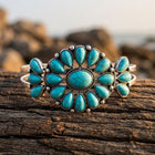 Bohemian Silver Turquoise Floral Bracelet