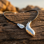 Silver Gold Crescent Moon Pendant Necklace