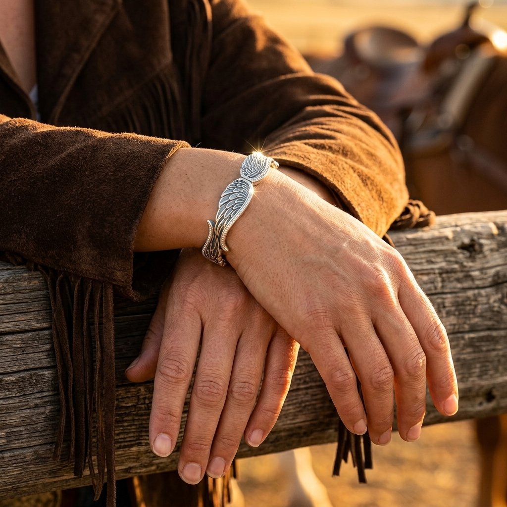 Gold Silver Wing Cuff Bracelet