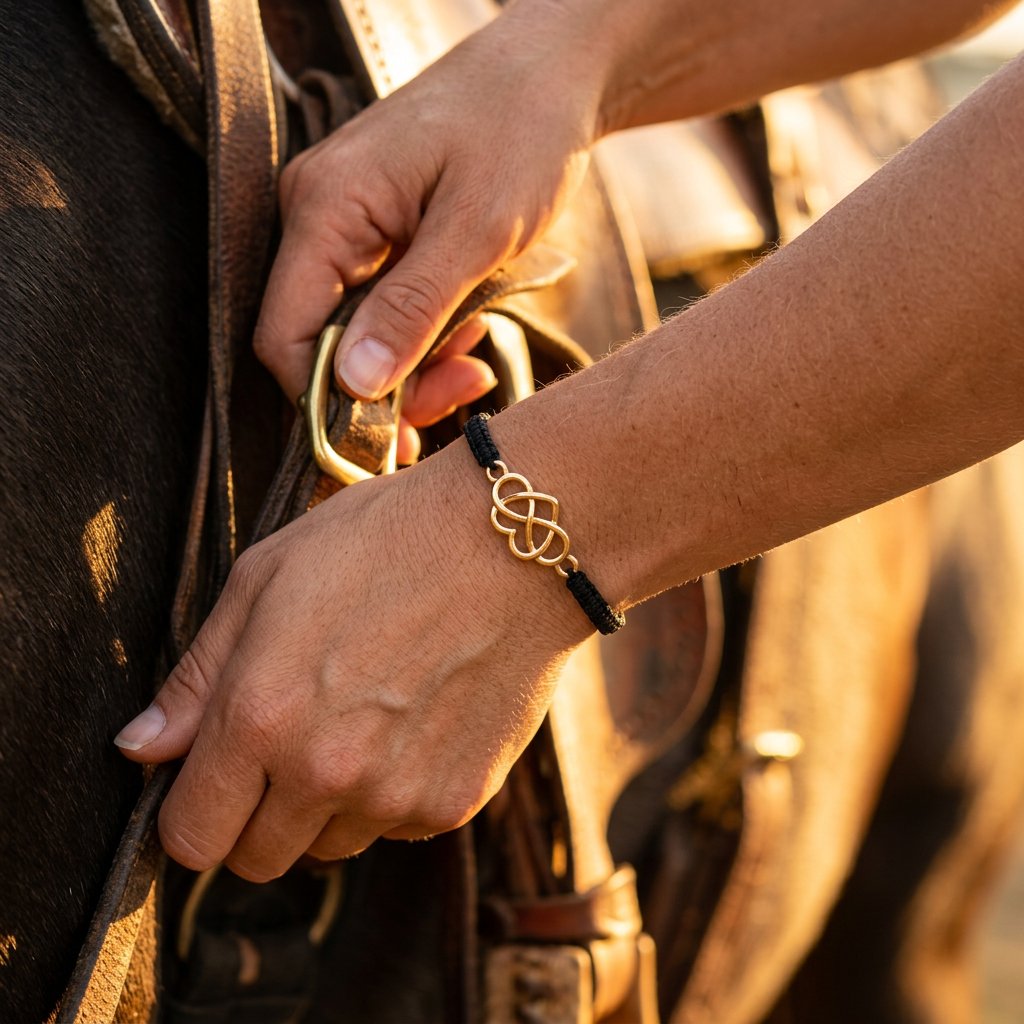 Boho Gold Infinity Heart Macrame Bracelet