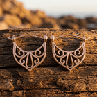 Vintage Copper Scroll Hollow Hoop Earrings