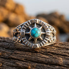 Vintage Silver Turquoise Compass Ring