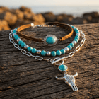 Boho Western Brown Turquoise Pendant Necklace