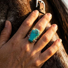 Boho Silver Turquoise Coffin Ring