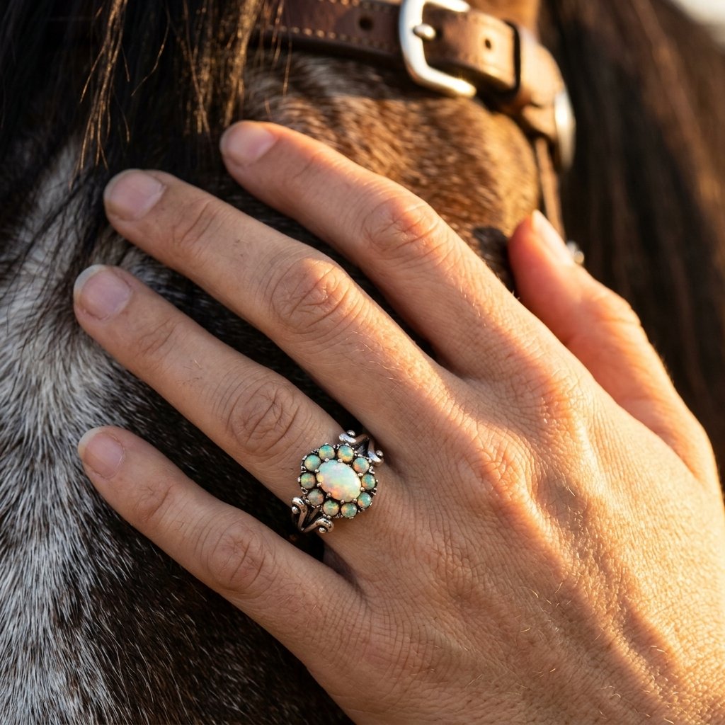 Vintage Gold Opal Cluster Ring