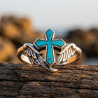 Vintage Silver Turquoise Cross Wing Ring