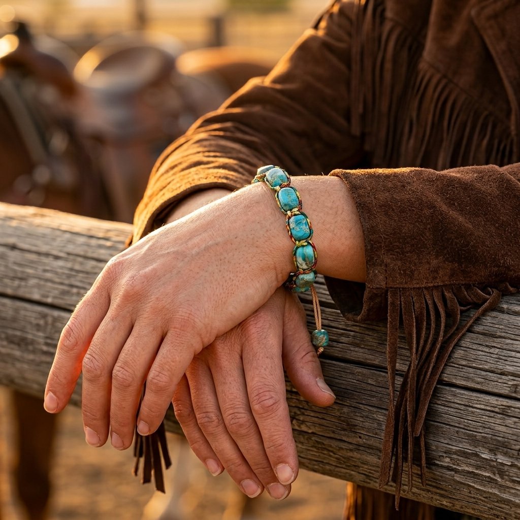 Bohemian Brass Turquoise Oval Bracelet
