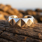 Silver Gold Spike Pyramid Band Ring