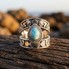 Boho Silver Turquoise Spiral Band Ring