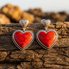 Vintage Turquoise Heart Red Earrings