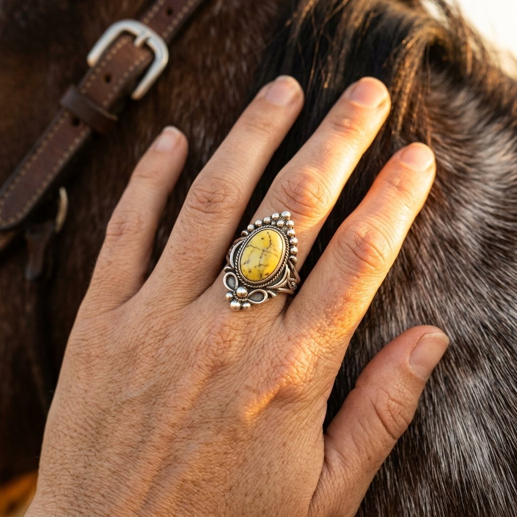 Gold Beaded Turquoise Star Pendant Ring