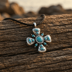 Vintage Bohemian Turquoise Cross Pendant Necklace