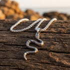 Gothic Silver Snake Pendant Necklace