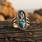Retro Distressed Turquoise Cactus Statement Ring
