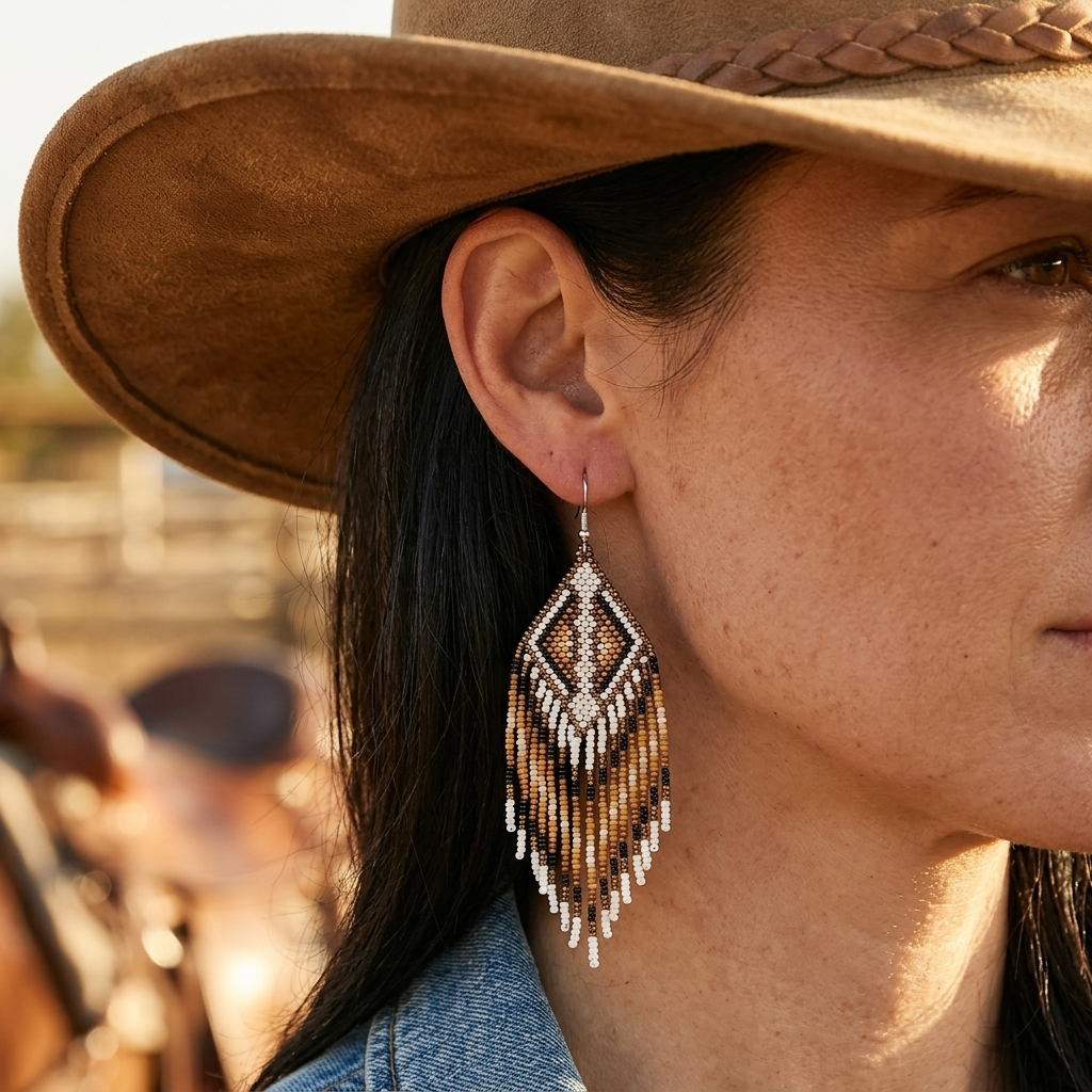 Bohemian Beaded Tassel Dangle Earrings