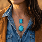 Bohemian Vintage Turquoise Flower Pendant Necklace