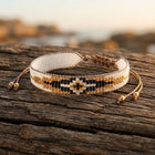 Boho Gold Black Geometric Beaded Bracelet