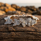 Vintage Silver Filigree Butterfly Chain Bracelet