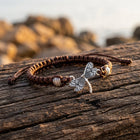 Boho Brown Macrame Silver Dragonfly Bracelet