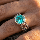 Bohemian Vintage Blue Oval Zirconia Ring