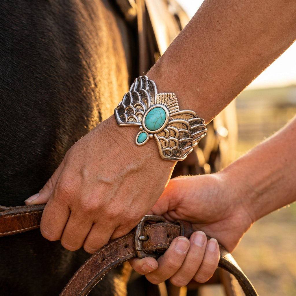 Boho Gold Turquoise Wing Bracelet