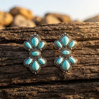 Southwestern Silver Turquoise Oval Earrings