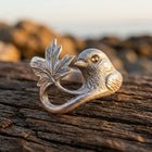 Vintage Silver Bird Maple Leaf Ring