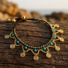 Boho Gold Turquoise Spiral Charm Necklace
