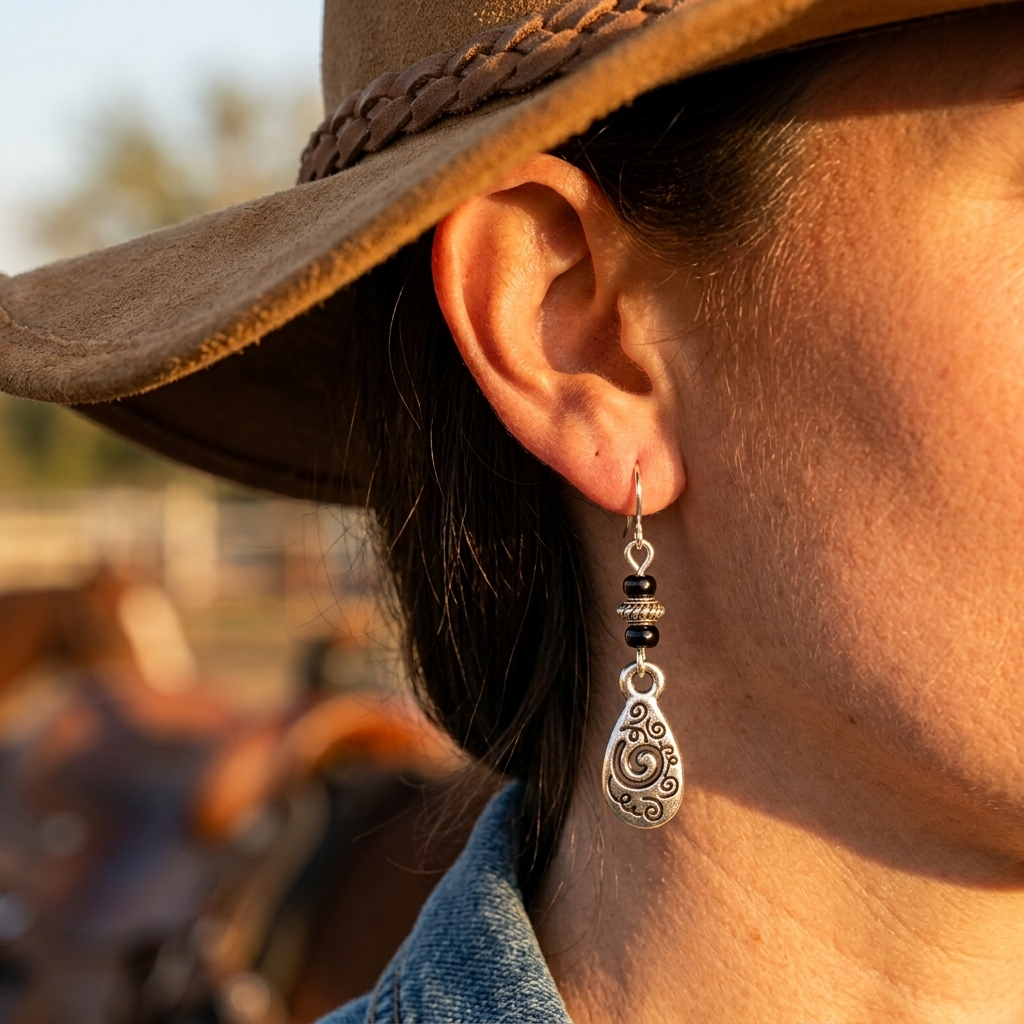 Retro Ethnic Silver Scroll Teardrop Earrings
