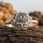Hand Carved Silver Filigree Flower Ring
