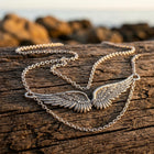 Celestial Silver Wings Pendant Necklace