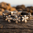 Bohemian Silver Flower Leather Bracelet