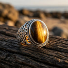 Vintage Silver Tiger Eye Oval Ring