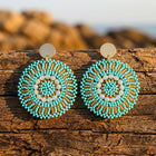 Bohemian Turquoise Gold Beaded Round Drop Earrings