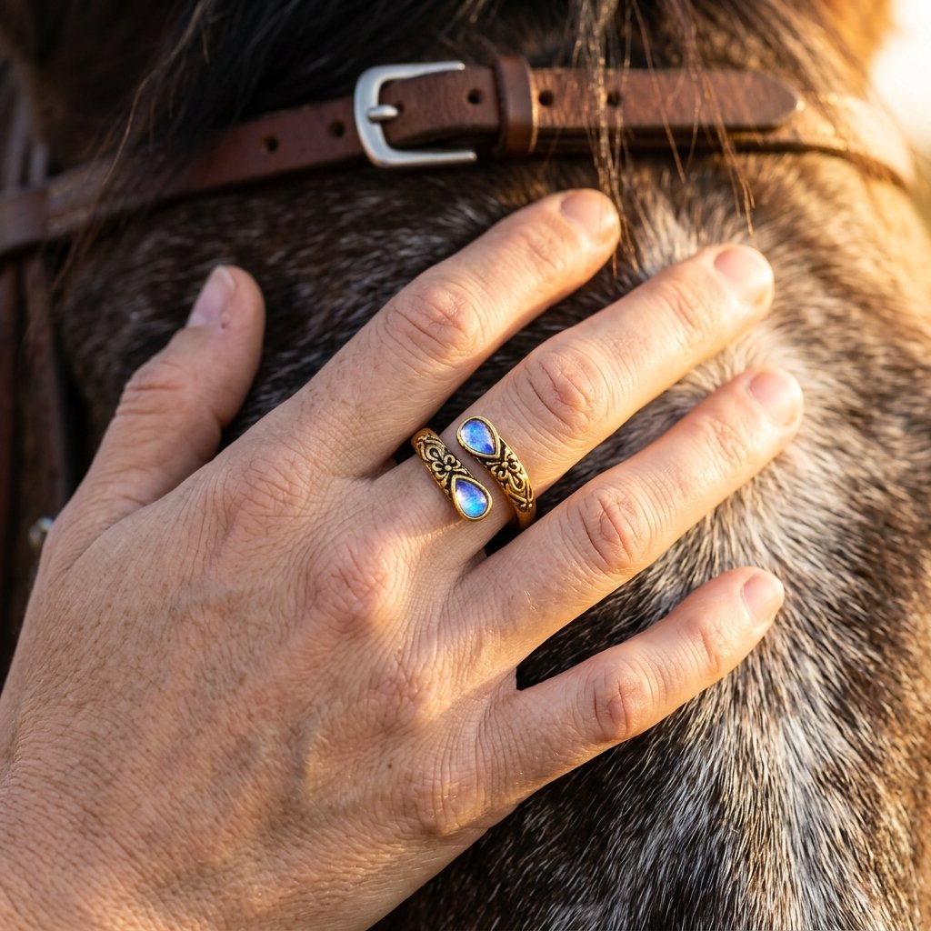 Vintage Gold Filigree Opal Teardrop Ring