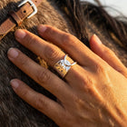 Silver Geometric Cutout Ring