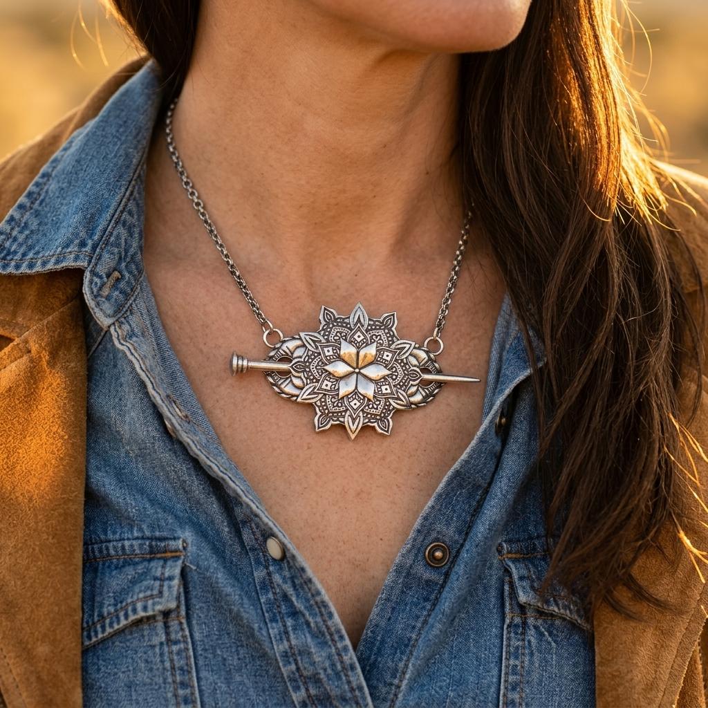 Vintage Silver Filigree Flower Necklace